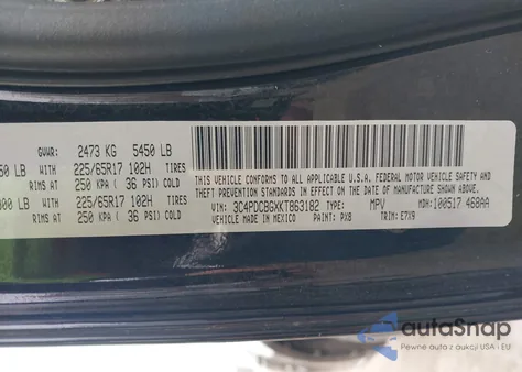 2019 Dodge Journey Se из США, поврежденный, VIN 3C4PDCBGXKT863182